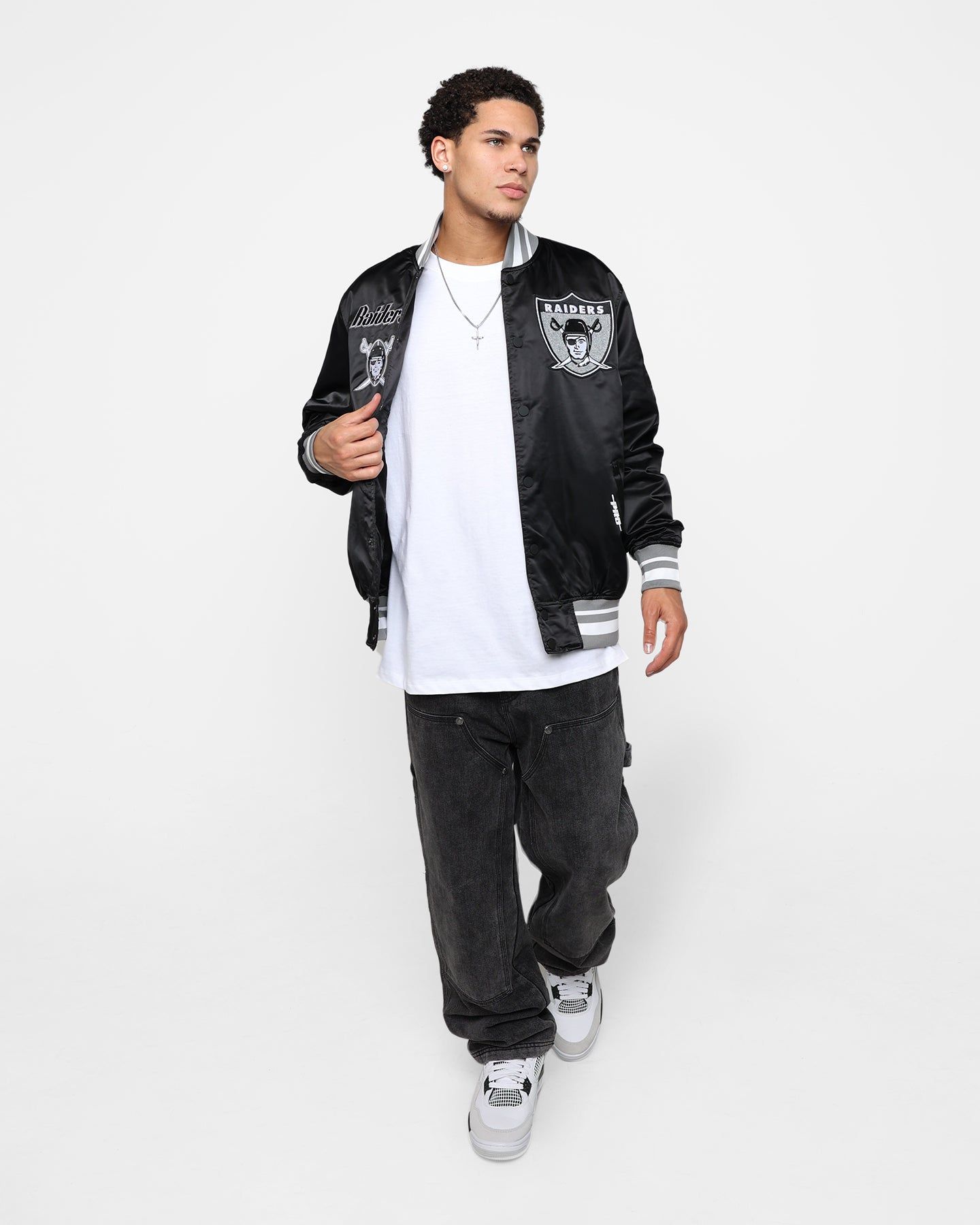 Pro Standard Las Vegas Raiders Satin Varsity Jacket Black/Grey sold by Culture Kings product image thumbnail 8