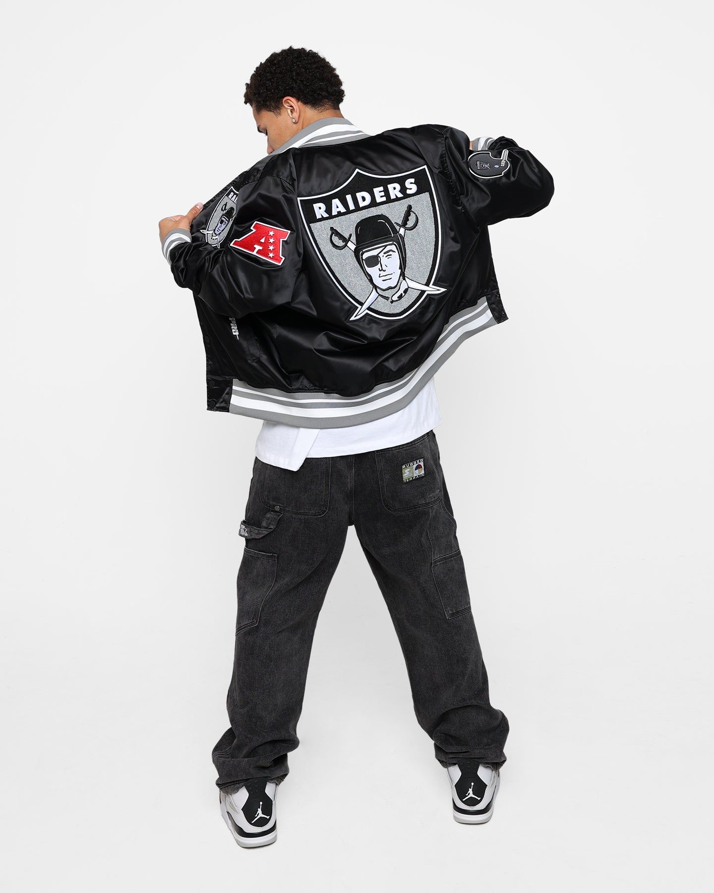 Pro Standard Las Vegas Raiders Satin Varsity Jacket Black/Grey sold by Culture Kings product image thumbnail 3