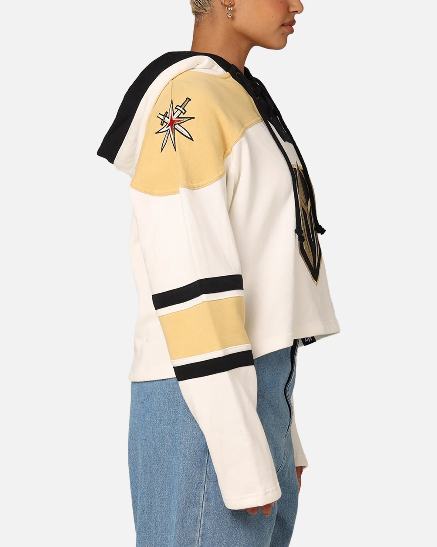 47 Brand Women's Vegas Golden Knights Cropped Lacer Hoodie White Wash sold by Culture Kings product image thumbnail 4
