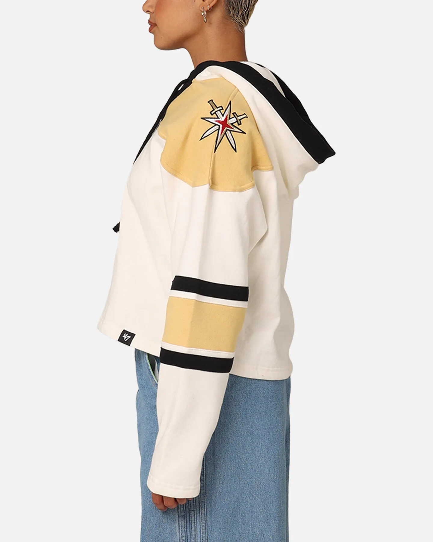 47 Brand Women's Vegas Golden Knights Cropped Lacer Hoodie White Wash sold by Culture Kings product image thumbnail 5