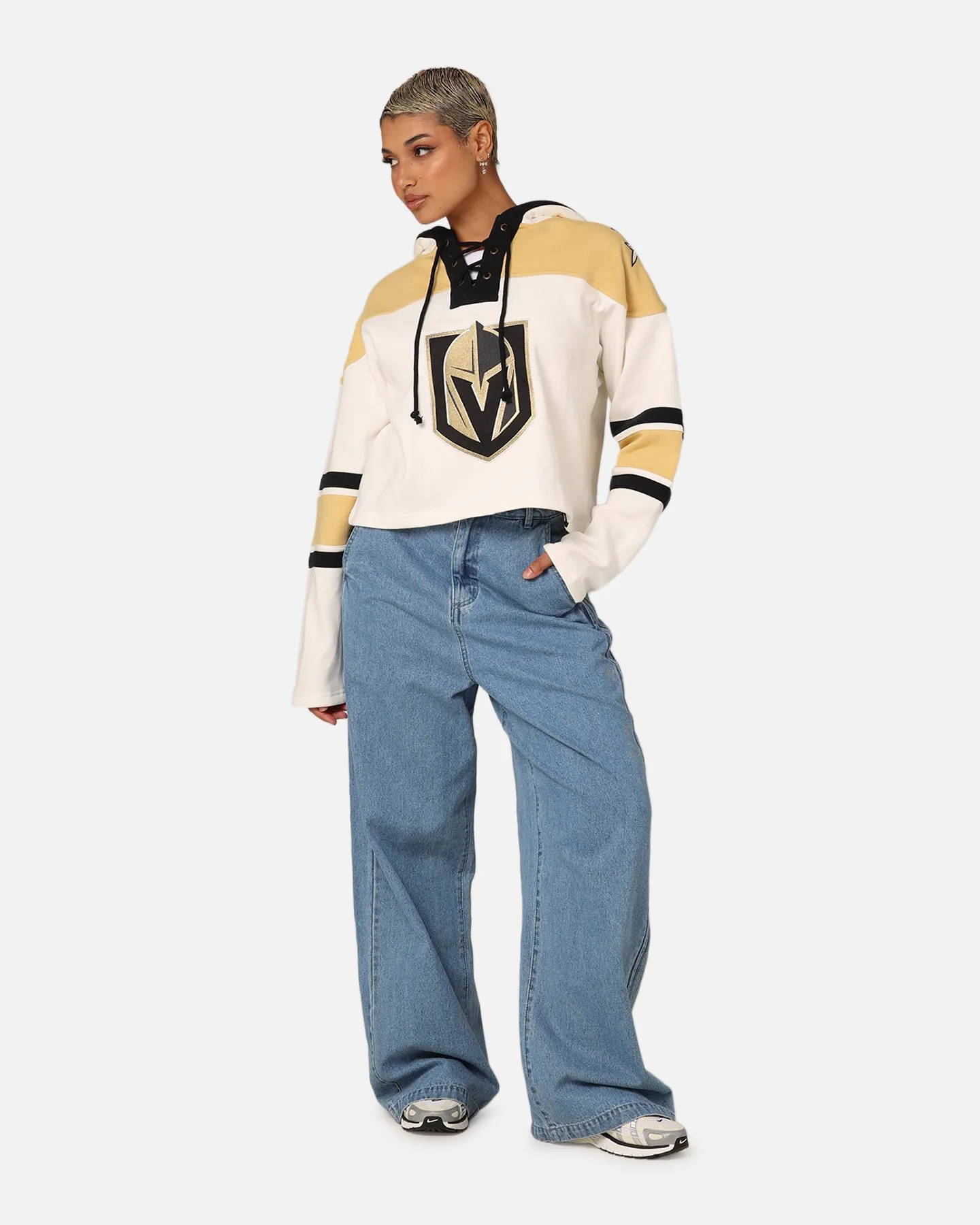47 Brand Women's Vegas Golden Knights Cropped Lacer Hoodie White Wash sold by Culture Kings product image thumbnail 2