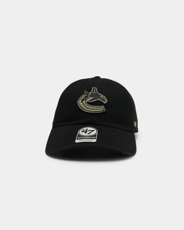 47 Brand Vancouver Canucks Clean Up Strapback Black/Gold sold by Culture Kings
