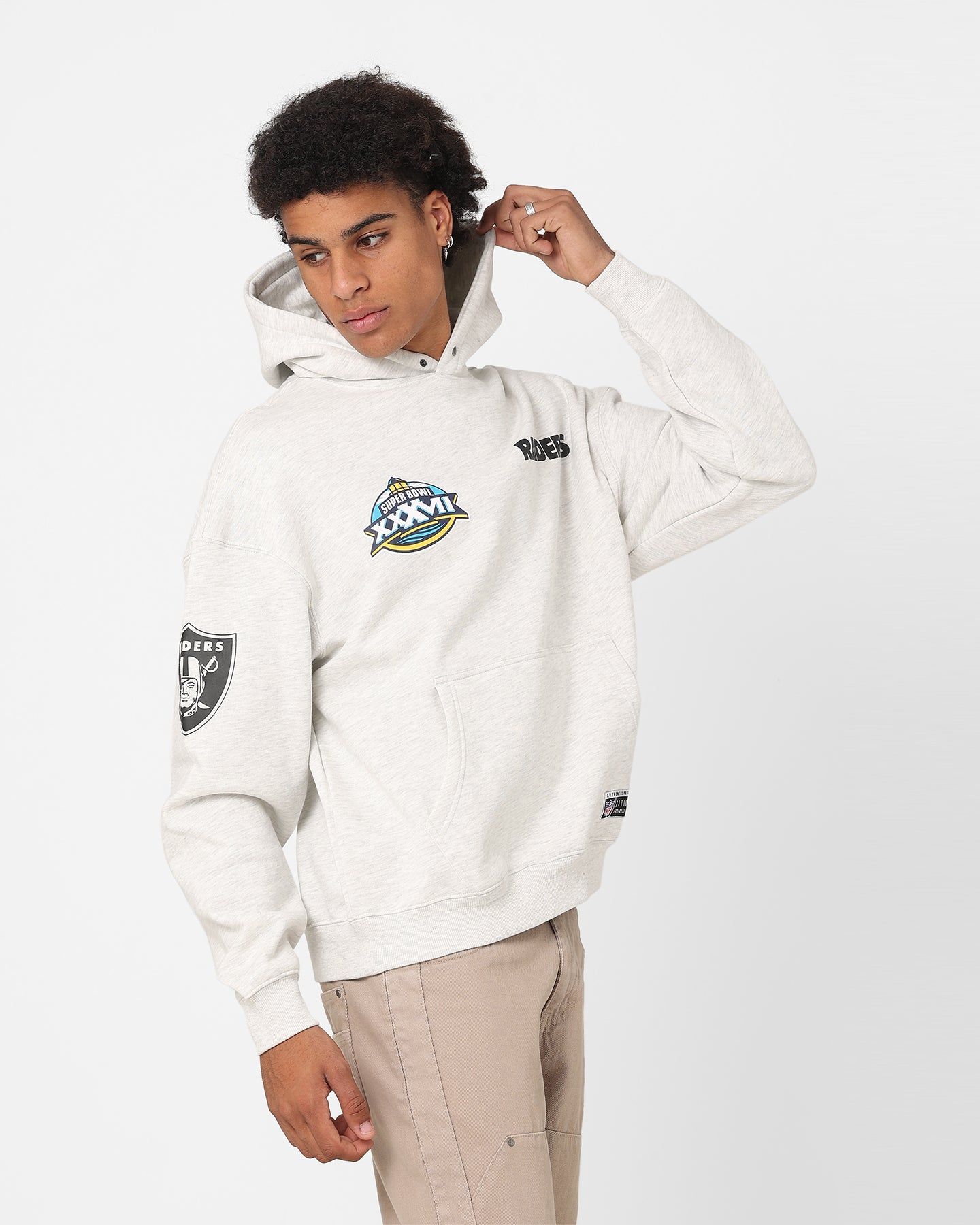 Majestic Athletic Oakland Raiders Vintage Athletic Pop Neck Hoodie Vintage White Marle sold by Culture Kings product image thumbnail 5