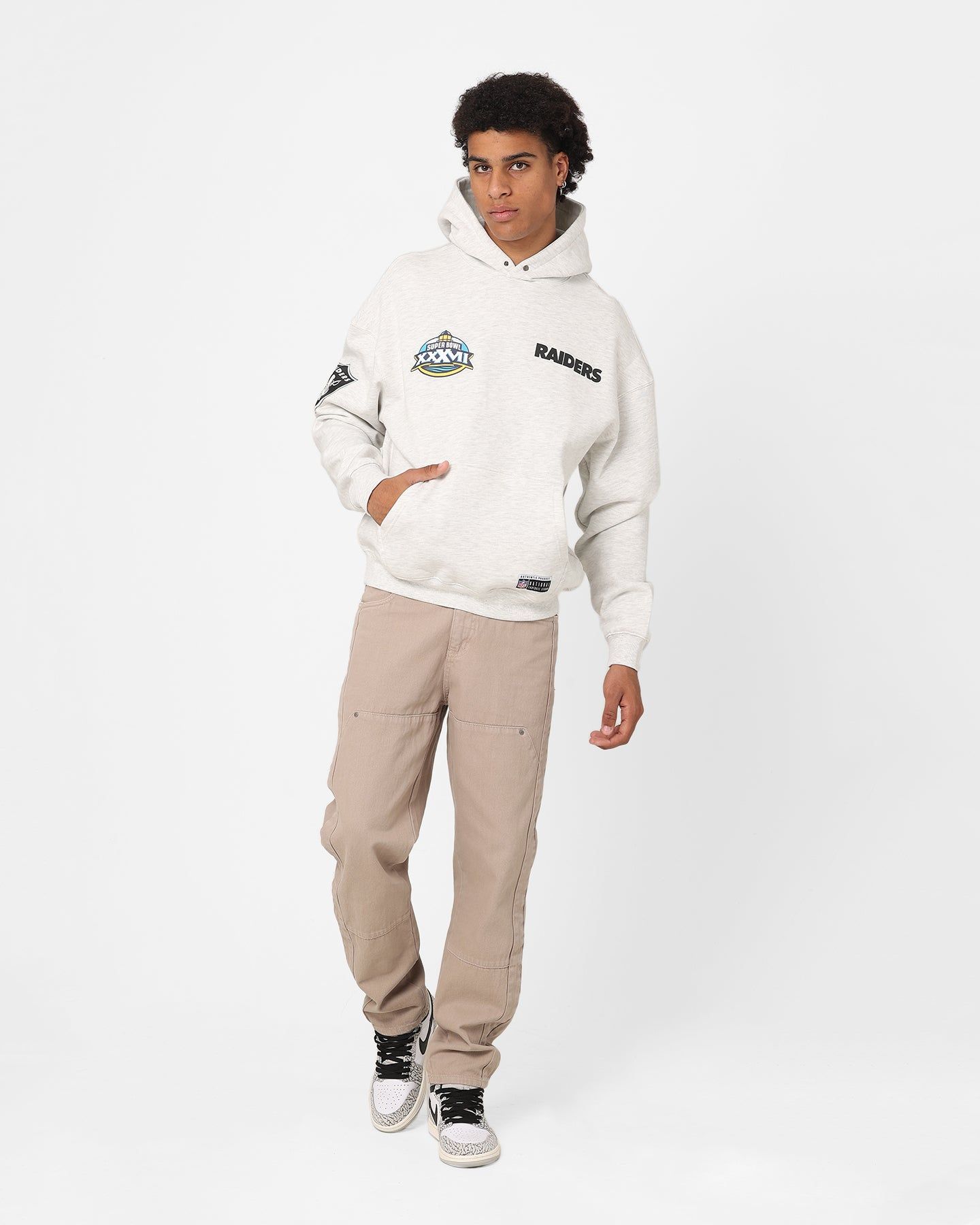 Majestic Athletic Oakland Raiders Vintage Athletic Pop Neck Hoodie Vintage White Marle sold by Culture Kings product image thumbnail 2