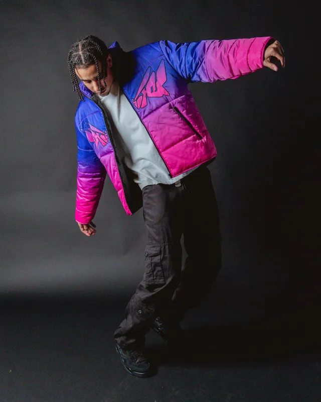 Loiter Cyber Gradient Puffer Jacket Pink/Purple sold by Culture Kings