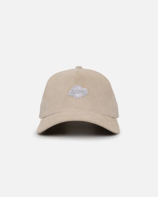 New Era Los Angeles Lakers 'Micro Cord Cream' 9FORTY A-Frame Snapback Cream/White sold by Culture Kings