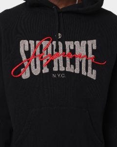 Supreme Embroidered Chenille Hoodie Black sold by Culture Kings