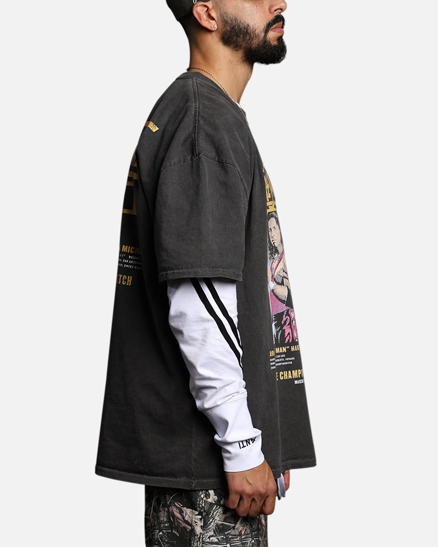 Culture Kings X WWE Bret "The Hit Man" Hart vs. Shawn Michaels Wrestlemania XII Vintage T-Shirt Black Wash sold by Culture Kings product image thumbnail 4