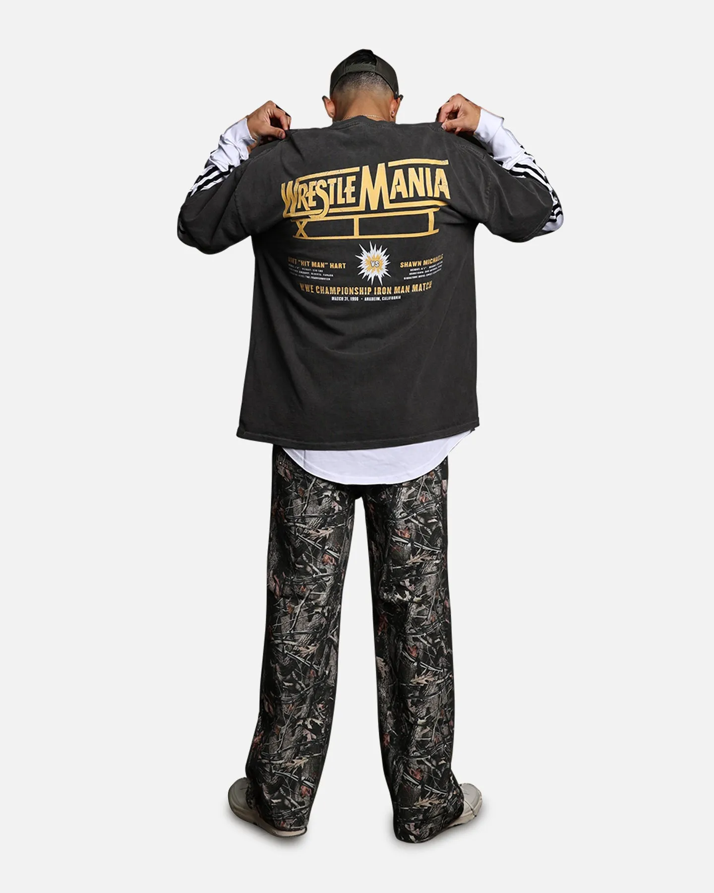 Culture Kings X WWE Bret "The Hit Man" Hart vs. Shawn Michaels Wrestlemania XII Vintage T-Shirt Black Wash sold by Culture Kings product image thumbnail 2