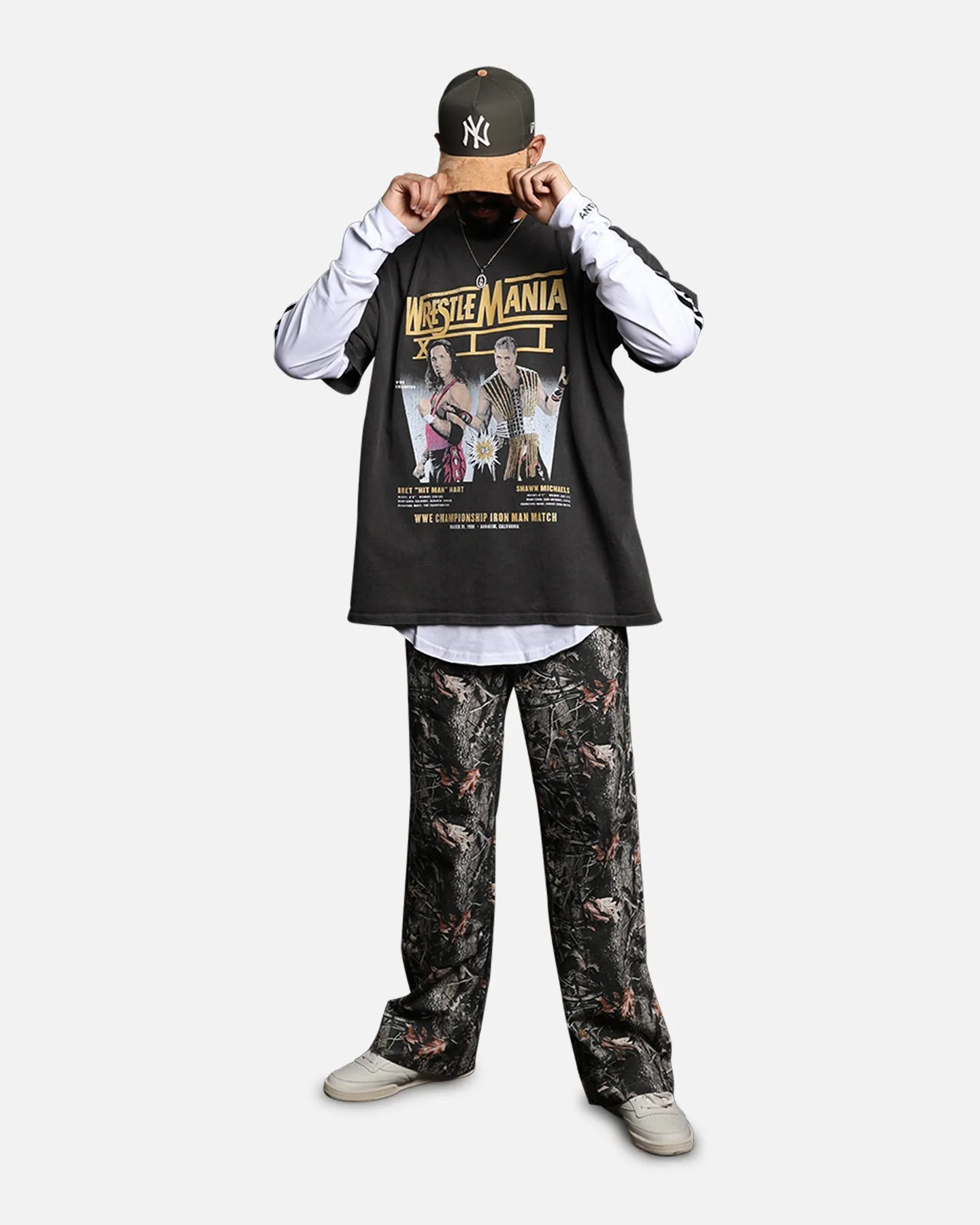 Culture Kings X WWE Bret "The Hit Man" Hart vs. Shawn Michaels Wrestlemania XII Vintage T-Shirt Black Wash sold by Culture Kings product image thumbnail 3