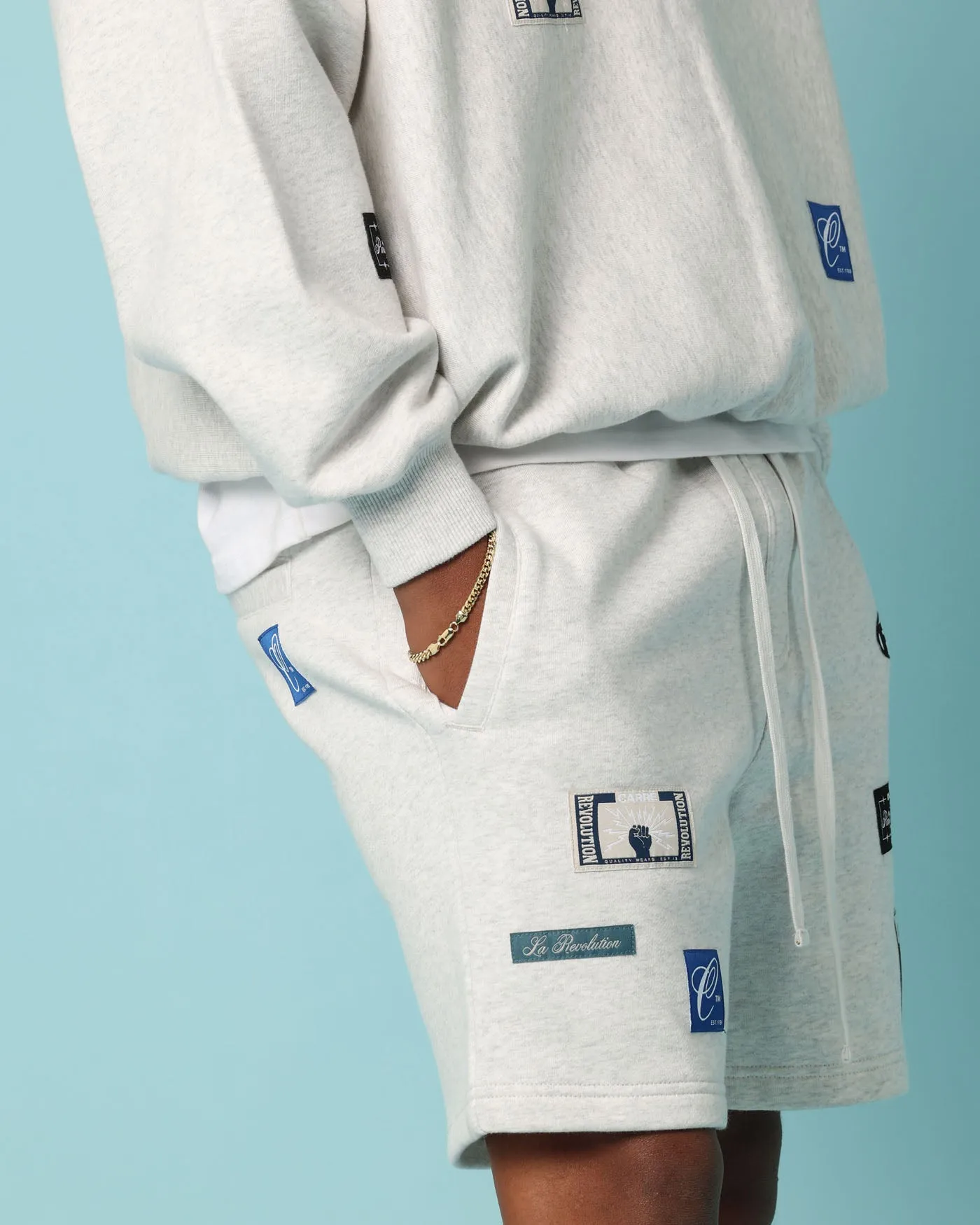 Carré Patchwork Sweat Shorts Grey Marle sold by Culture Kings product image thumbnail 3