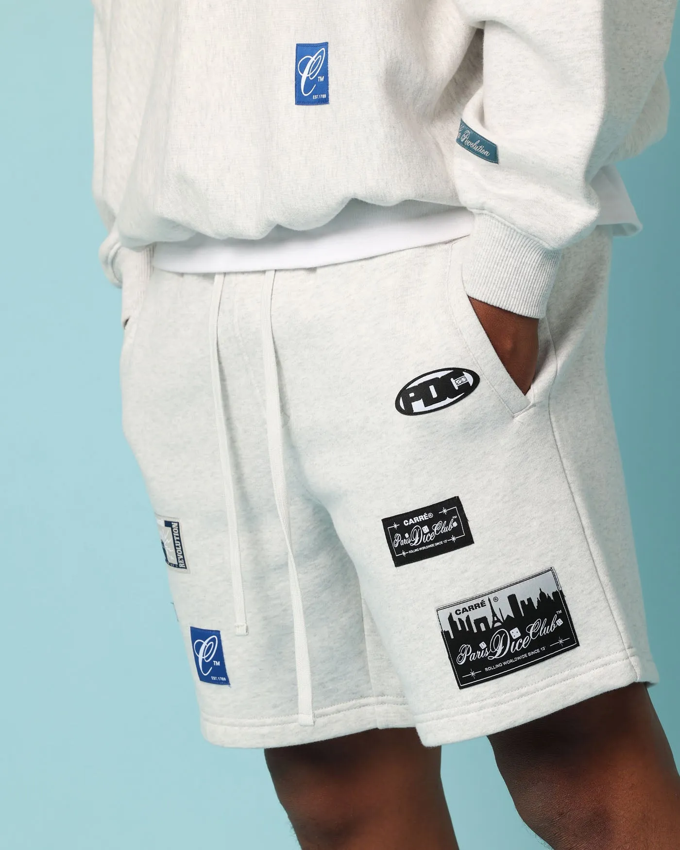 Carré Patchwork Sweat Shorts Grey Marle sold by Culture Kings product image thumbnail 4