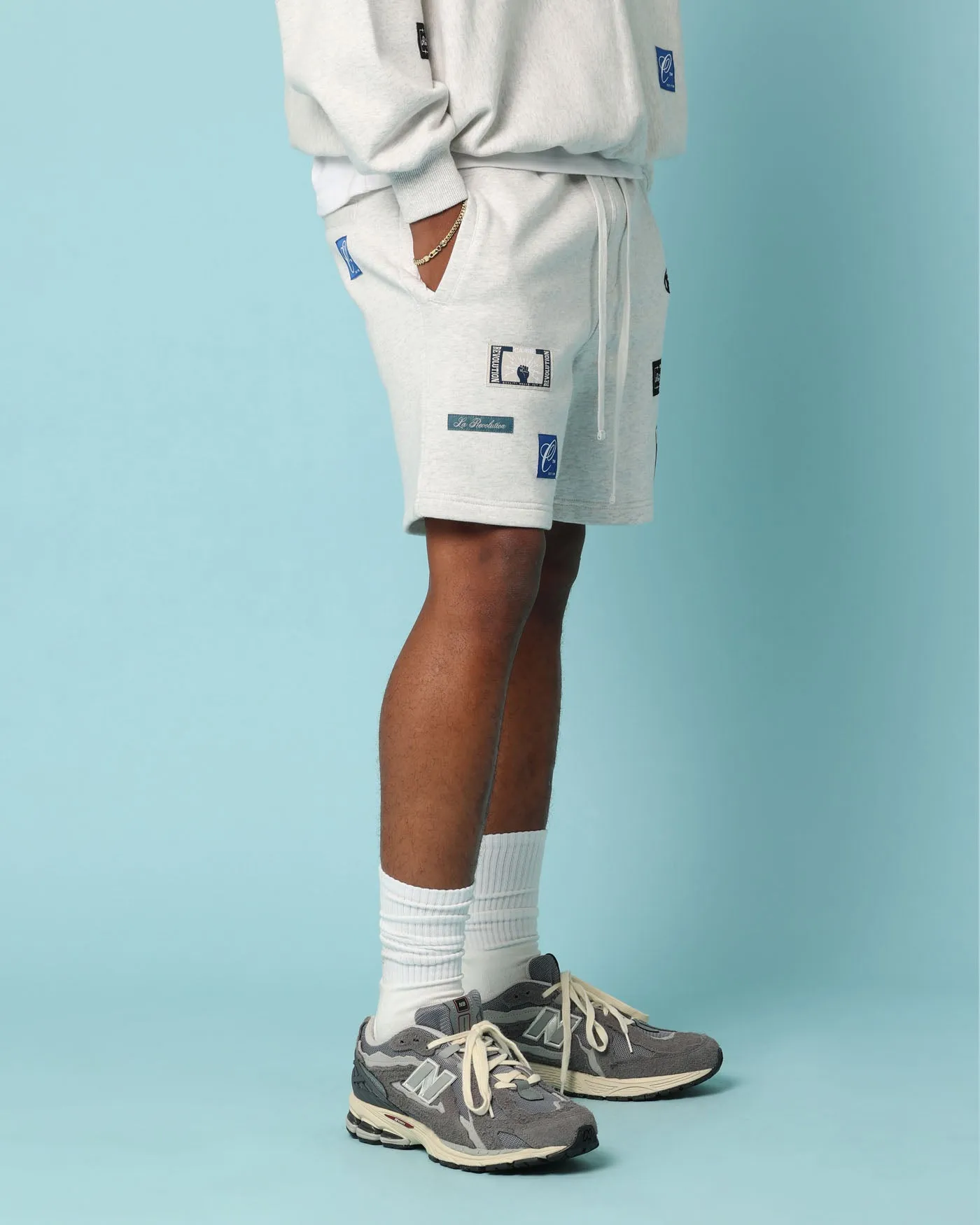 Carré Patchwork Sweat Shorts Grey Marle sold by Culture Kings product image thumbnail 5