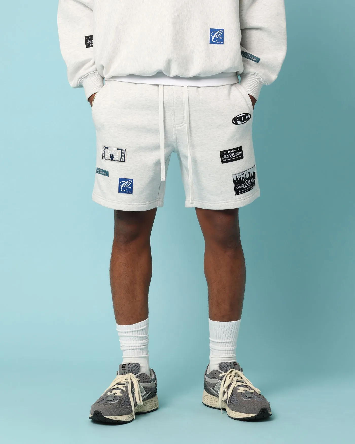 Carré Patchwork Sweat Shorts Grey Marle sold by Culture Kings