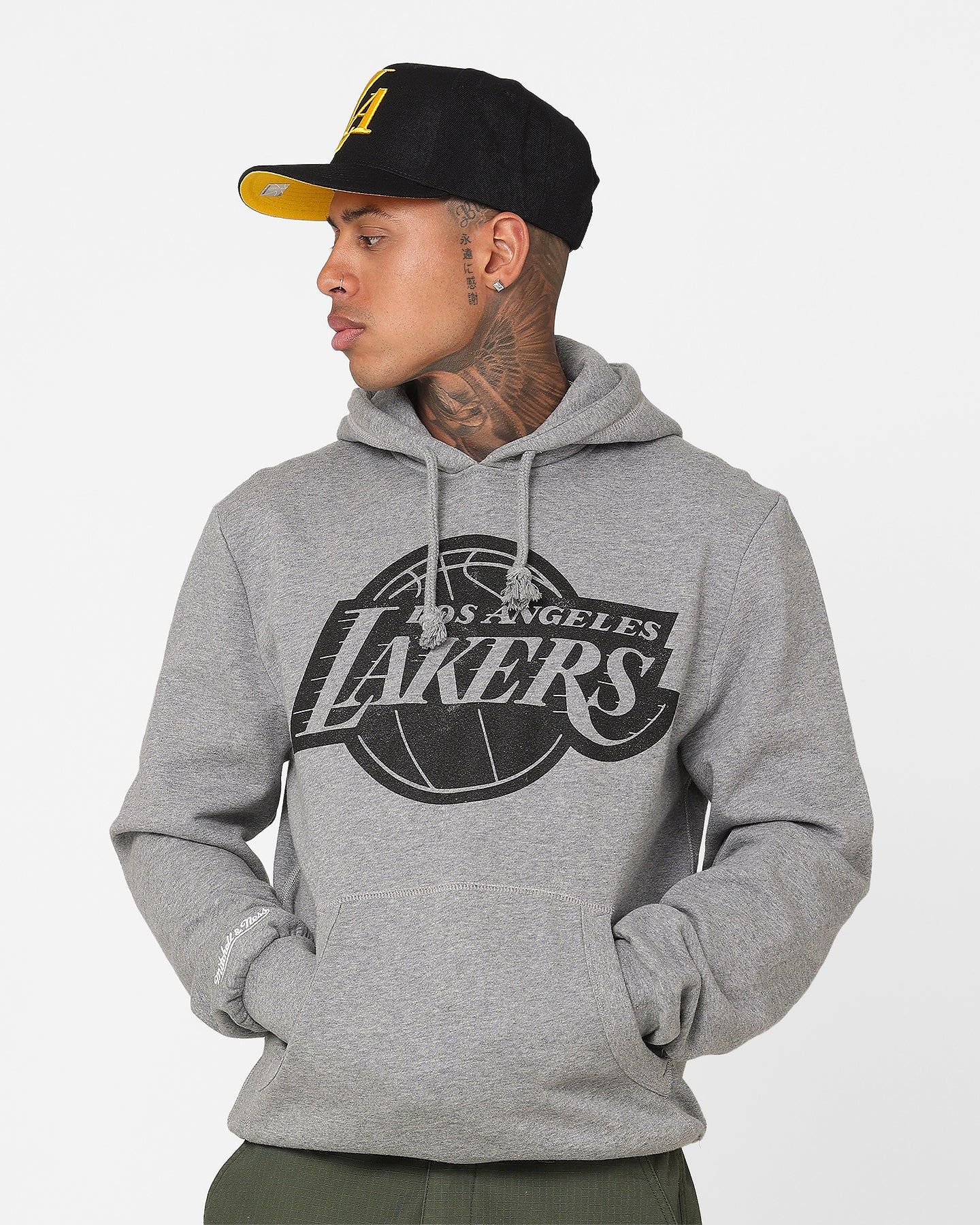 Mitchell & Ness Los Angeles Lakers XL Logo Hoodie Light Grey Marle sold by Culture Kings