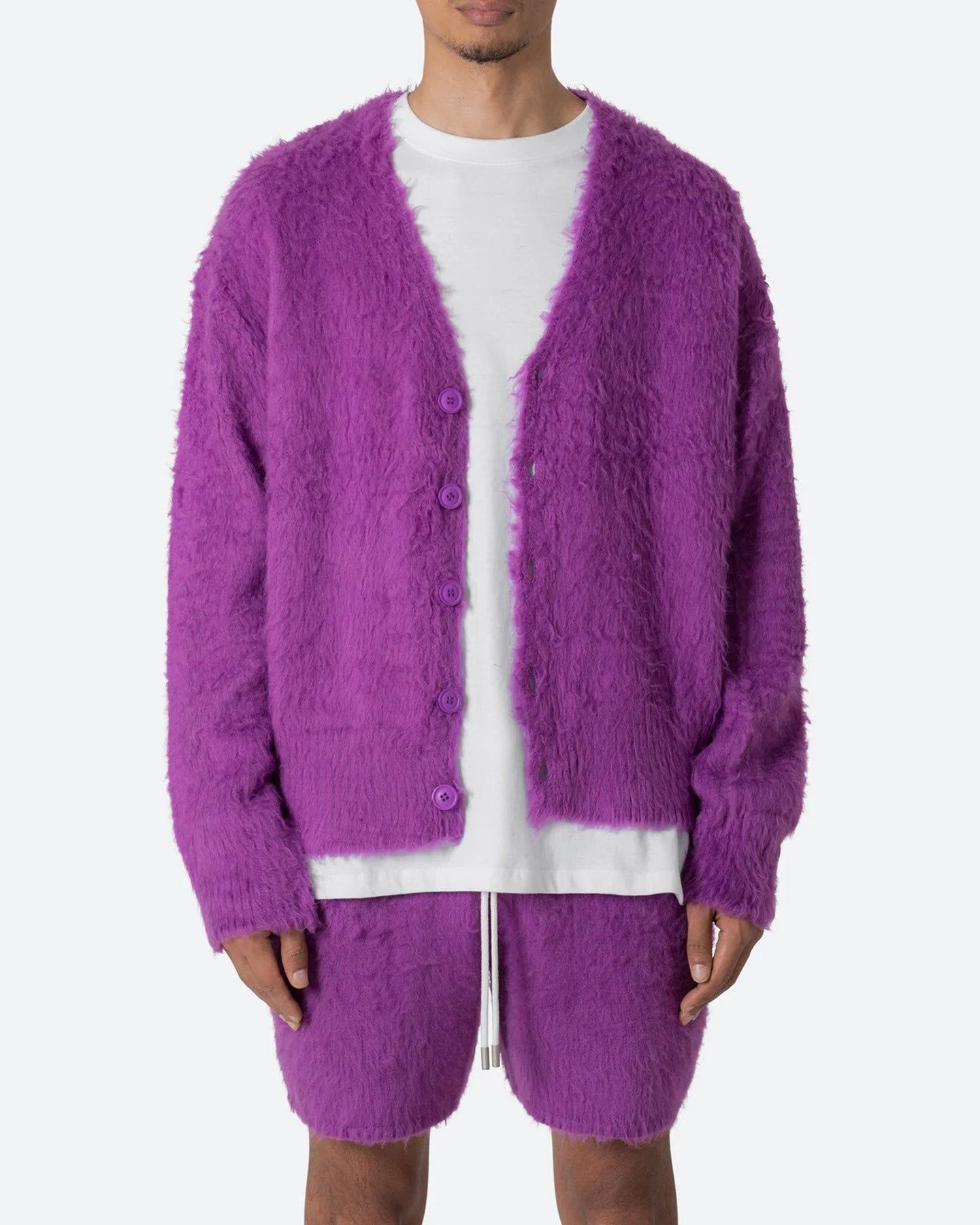 MNML Fuzzy Cardigan Sweater Purple sold by Culture Kings product image thumbnail 2