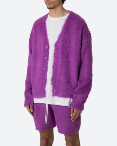 MNML Fuzzy Cardigan Sweater Purple sold by Culture Kings