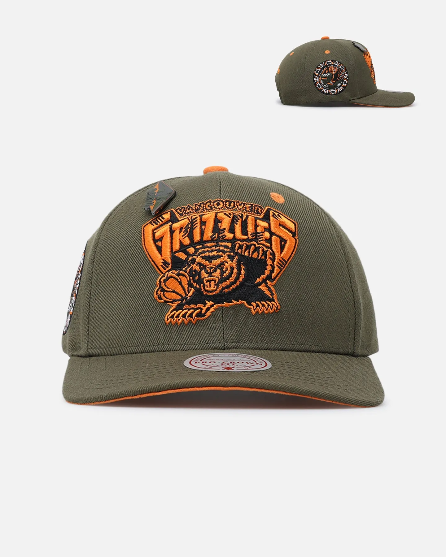 Mitchell & Ness Vancouver Grizzlies 'Harmony Of Hues' Pro Crown Snapback Olive/Orange sold by Culture Kings