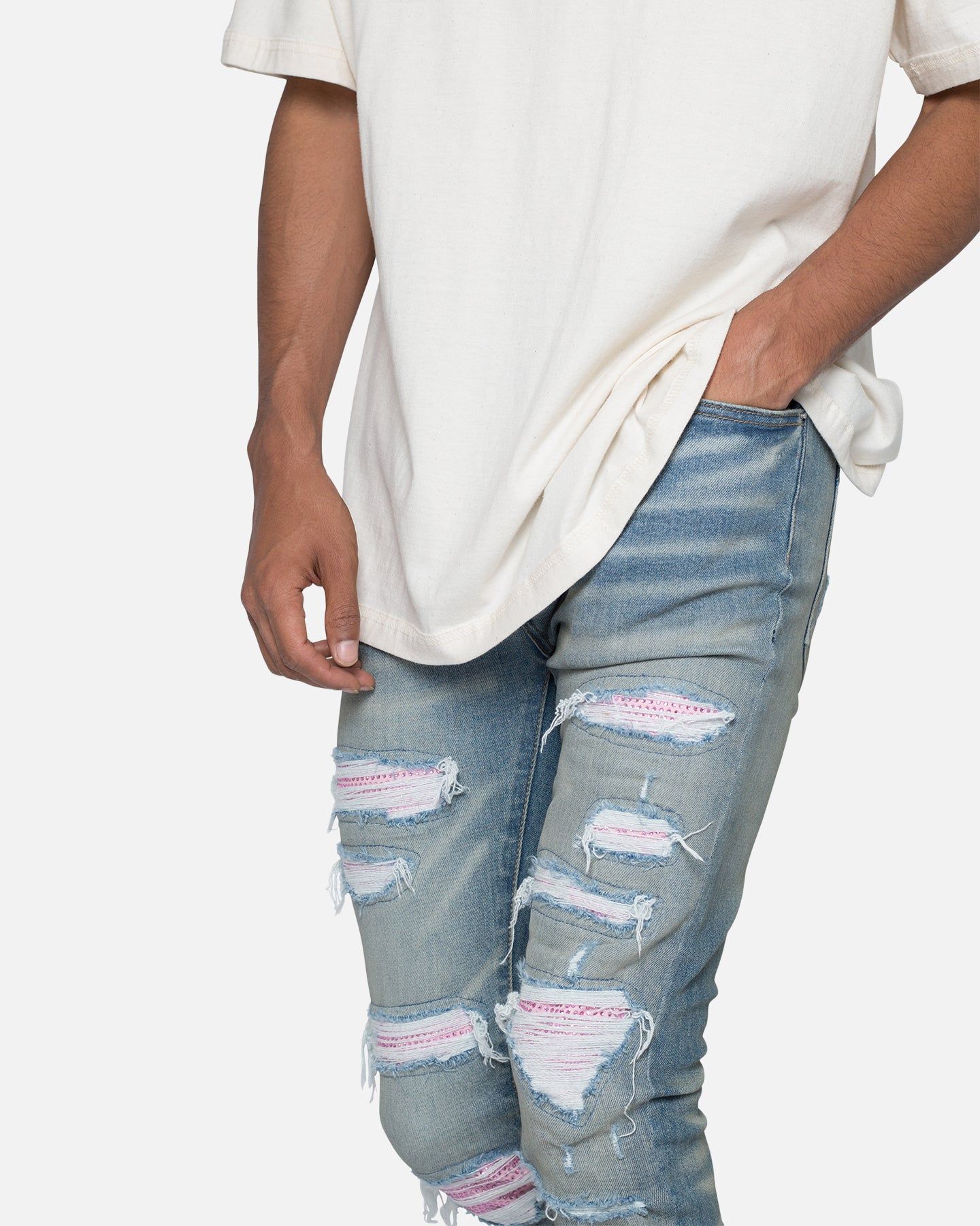 MNML X555 Crystal Skinny Denim Jeans Blue/Pink sold by Culture Kings product image thumbnail 5