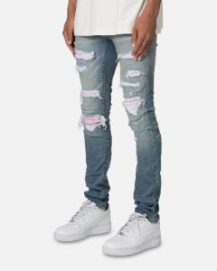 MNML X555 Crystal Skinny Denim Jeans Blue/Pink sold by Culture Kings