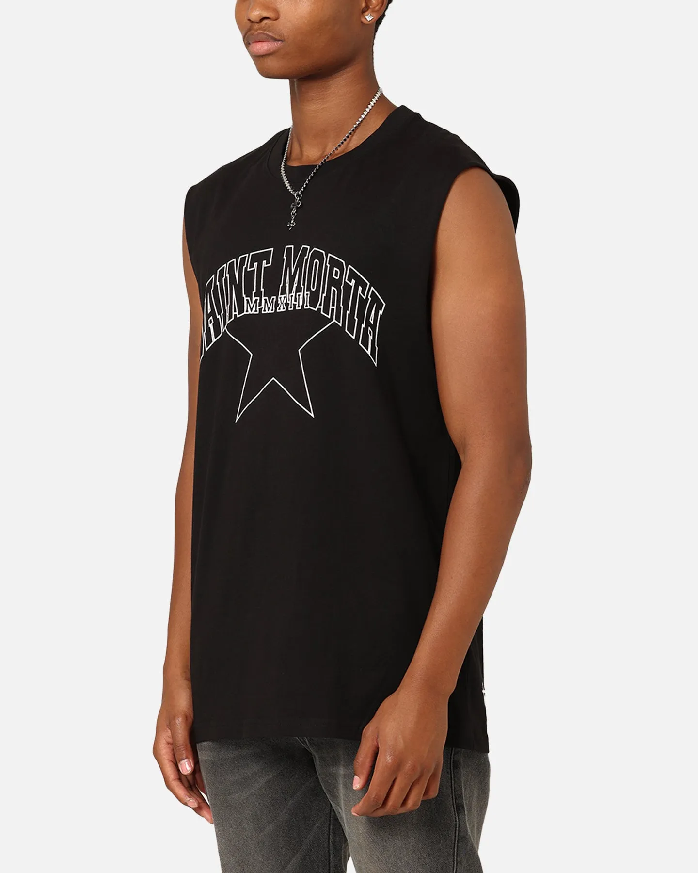Saint Morta College Star Oversized Muscle T-Shirt Black sold by Culture Kings product image thumbnail 5