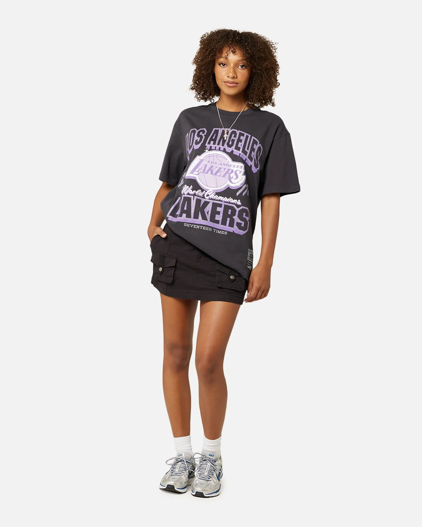 Mitchell & Ness Women's Los Angeles Lakers Arch Logo T-Shirt Faded Black sold by Culture Kings product image thumbnail 2