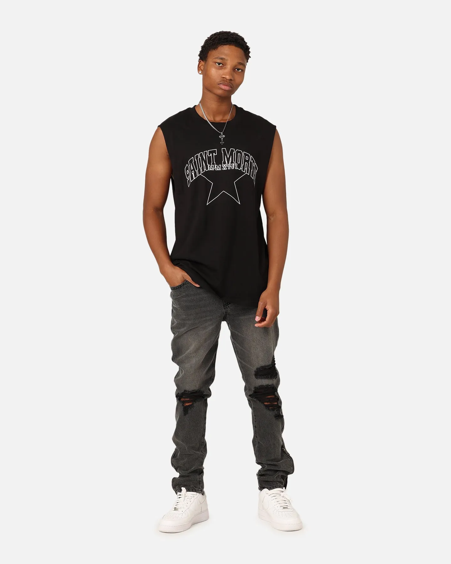 Saint Morta College Star Oversized Muscle T-Shirt Black sold by Culture Kings product image thumbnail 3