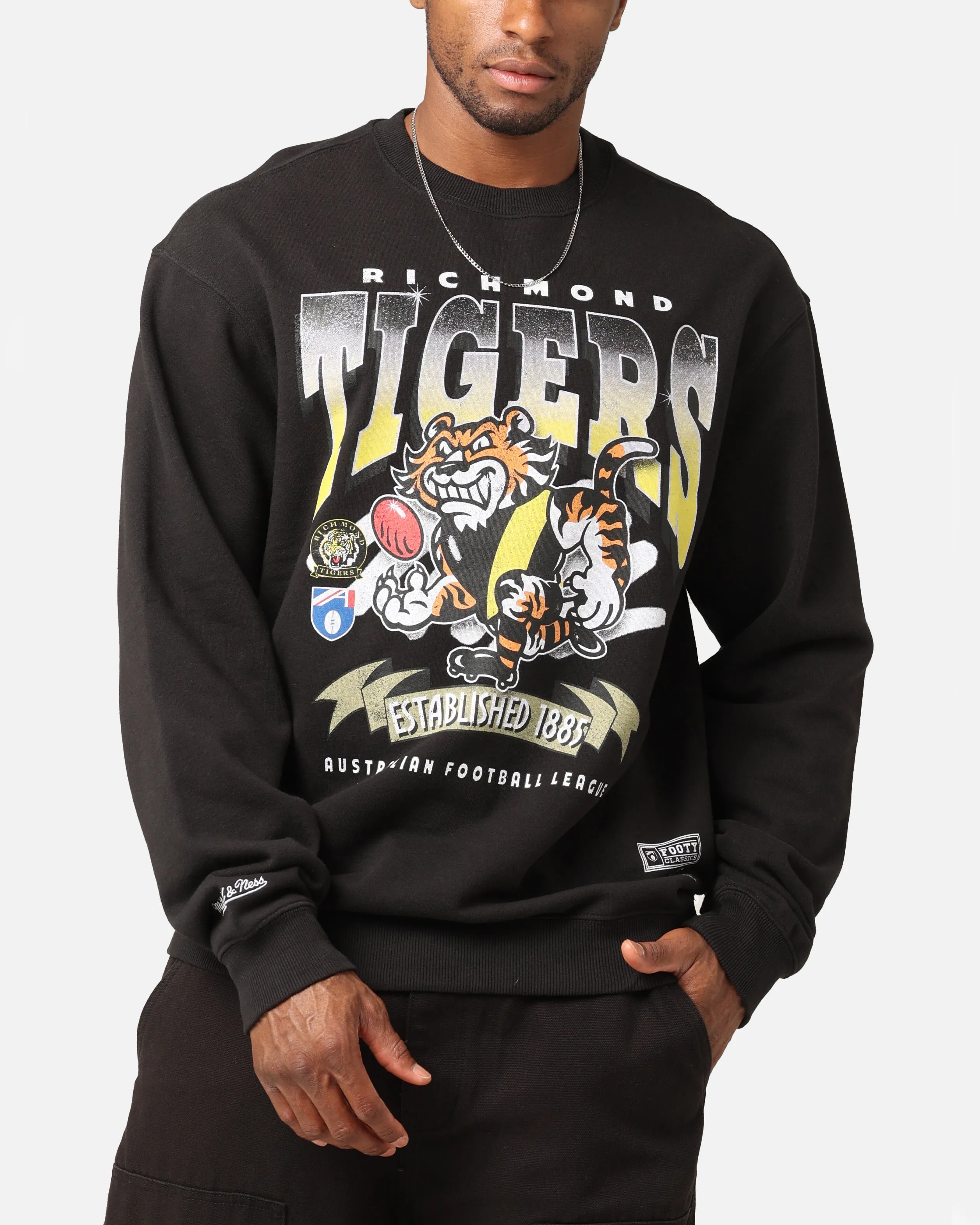 Mitchell & Ness Richmond Tigers Character Crewneck Faded Black sold by Culture Kings