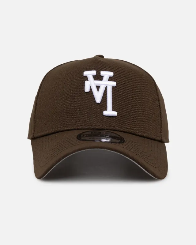 New Era Los Angeles Dodgers 'Upside Down LA Logo' 9FORTY A-Frame Snapback Walnut sold by Culture Kings
