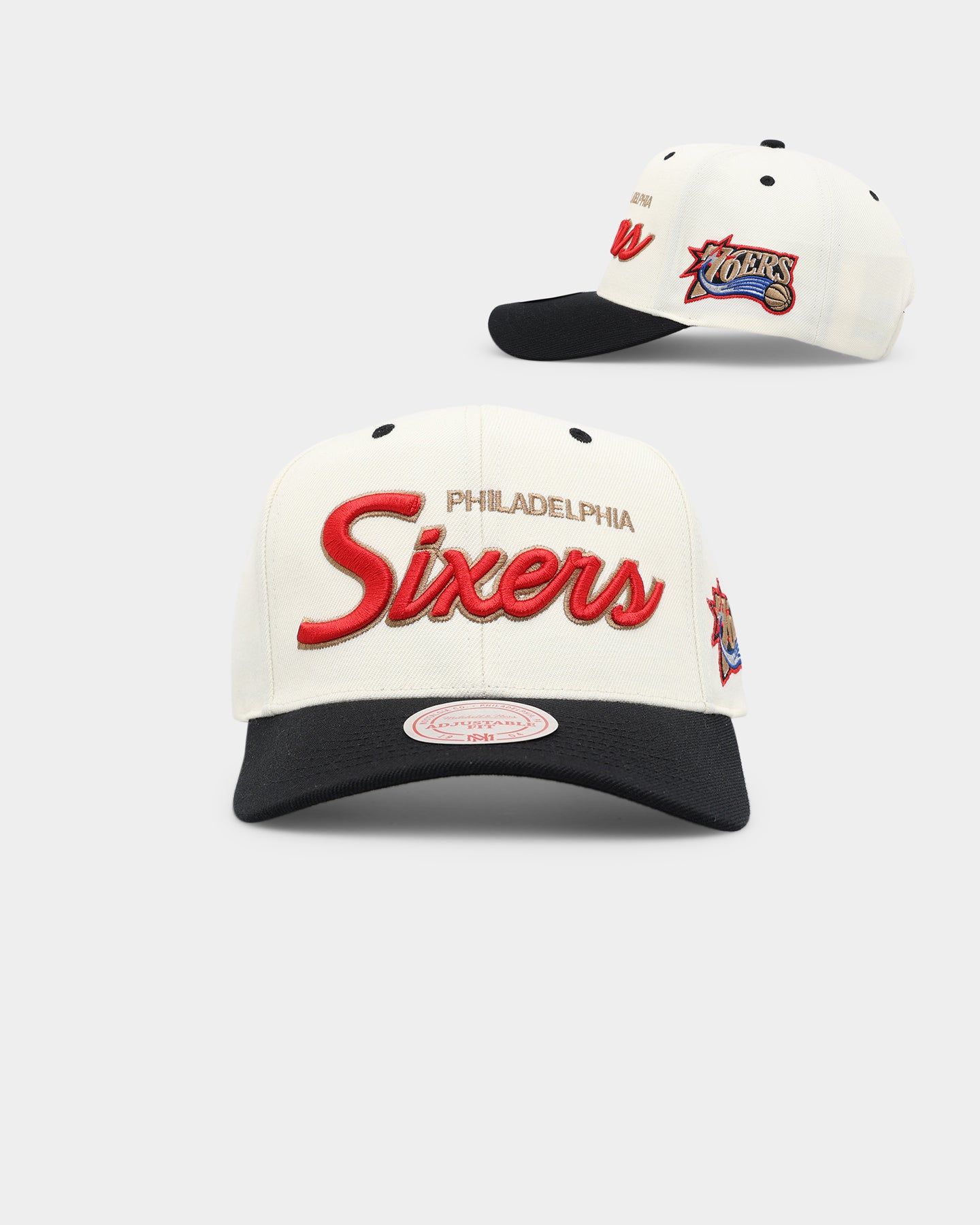 Mitchell & Ness Philadelphia 76s Team Script OG Snapback Vintage Cream sold by Culture Kings