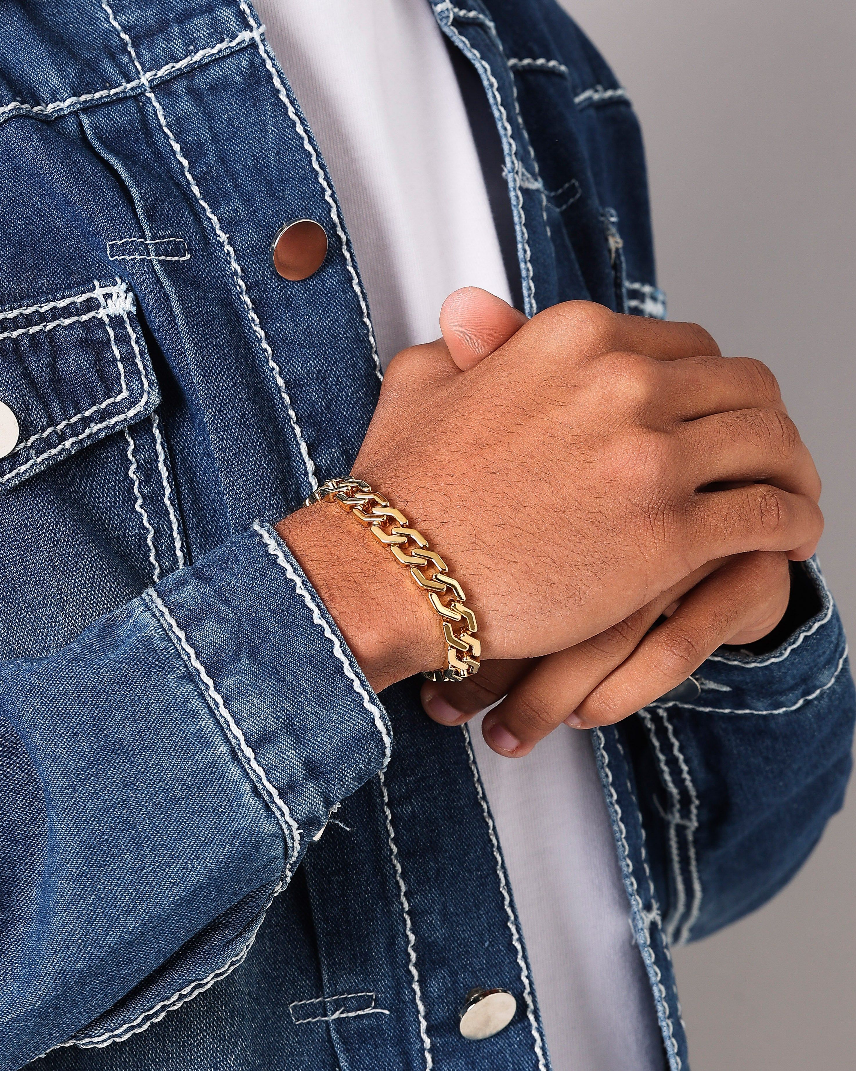 NXS Hex Cut Curb Bracelet Gold sold by Culture Kings