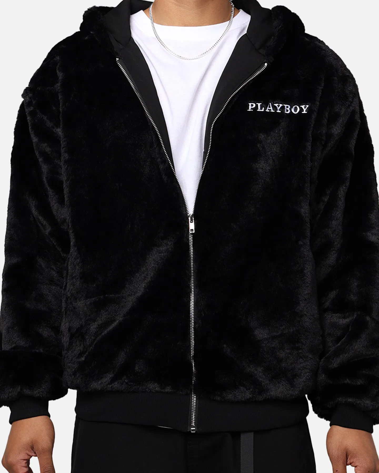 Playboy By Culture Kings Full Zip Faux Fur Bunny Hoodie Black sold by Culture Kings product image thumbnail 4