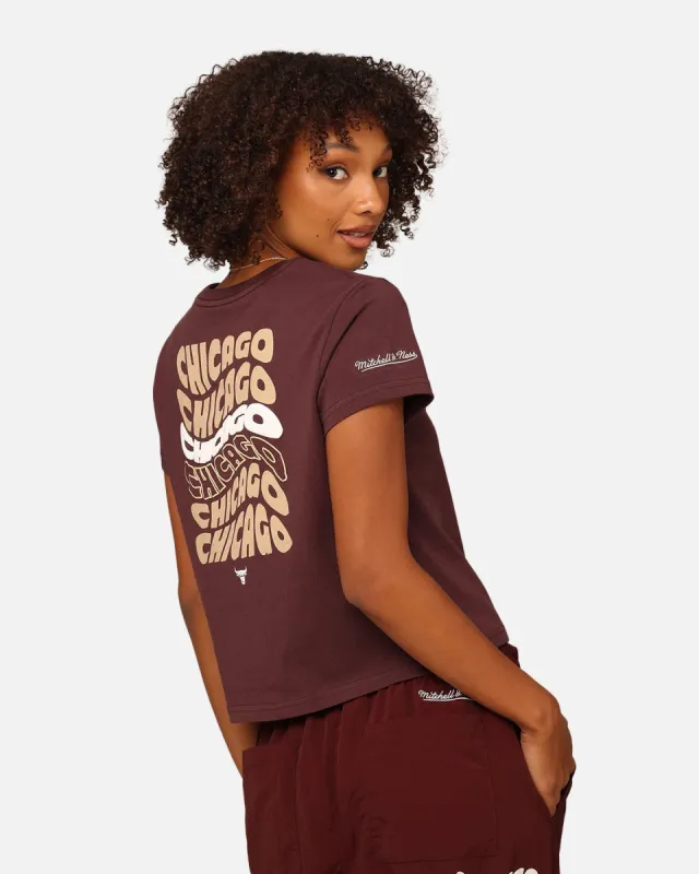 Mitchell & Ness Women's Chicago Bulls Wavey Text Shrunken Baby T-Shirt Fudge sold by Culture Kings