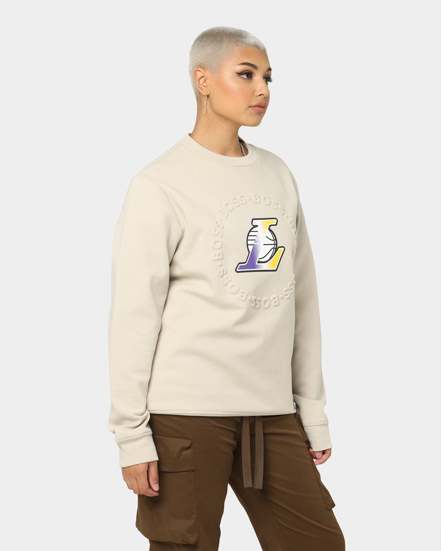 Hugo Boss Hugo Boss X NBA Basic Los Angeles Lakers Crewneck Sweatshirt Light Beige sold by Culture Kings product image thumbnail 5