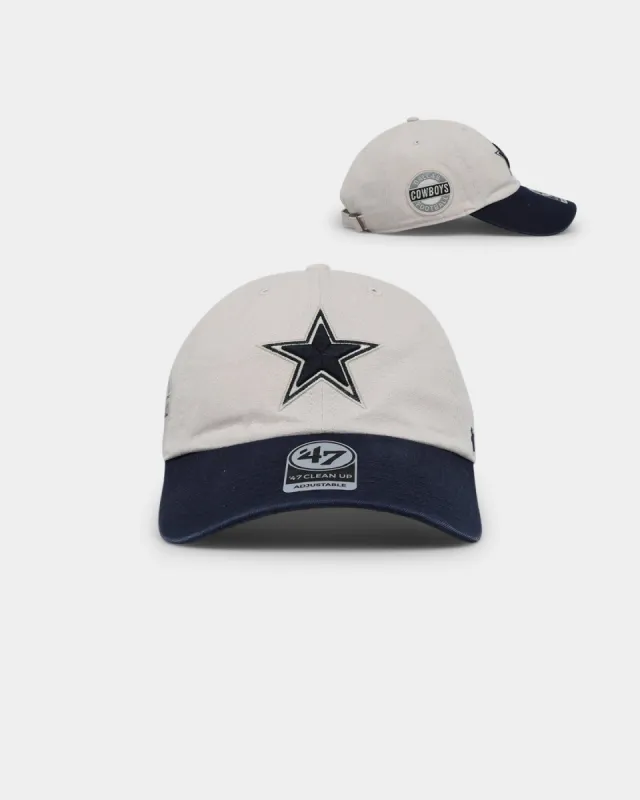 47 Brand Dallas Cowboys Sidestep Clean Up Strapback Bone/Navy sold by Culture Kings