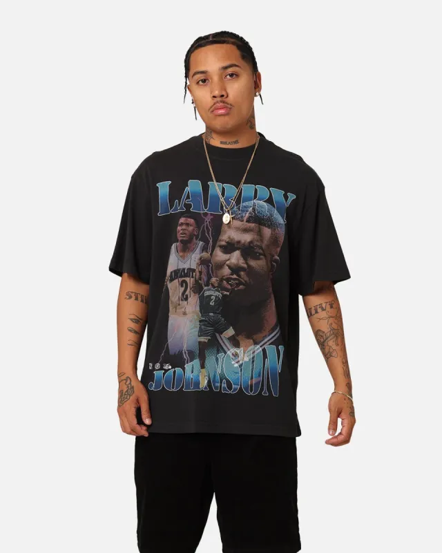 Mitchell & Ness Charlotte Hornets Larry Johnson Player & Stats T-Shirt Black sold by Culture Kings