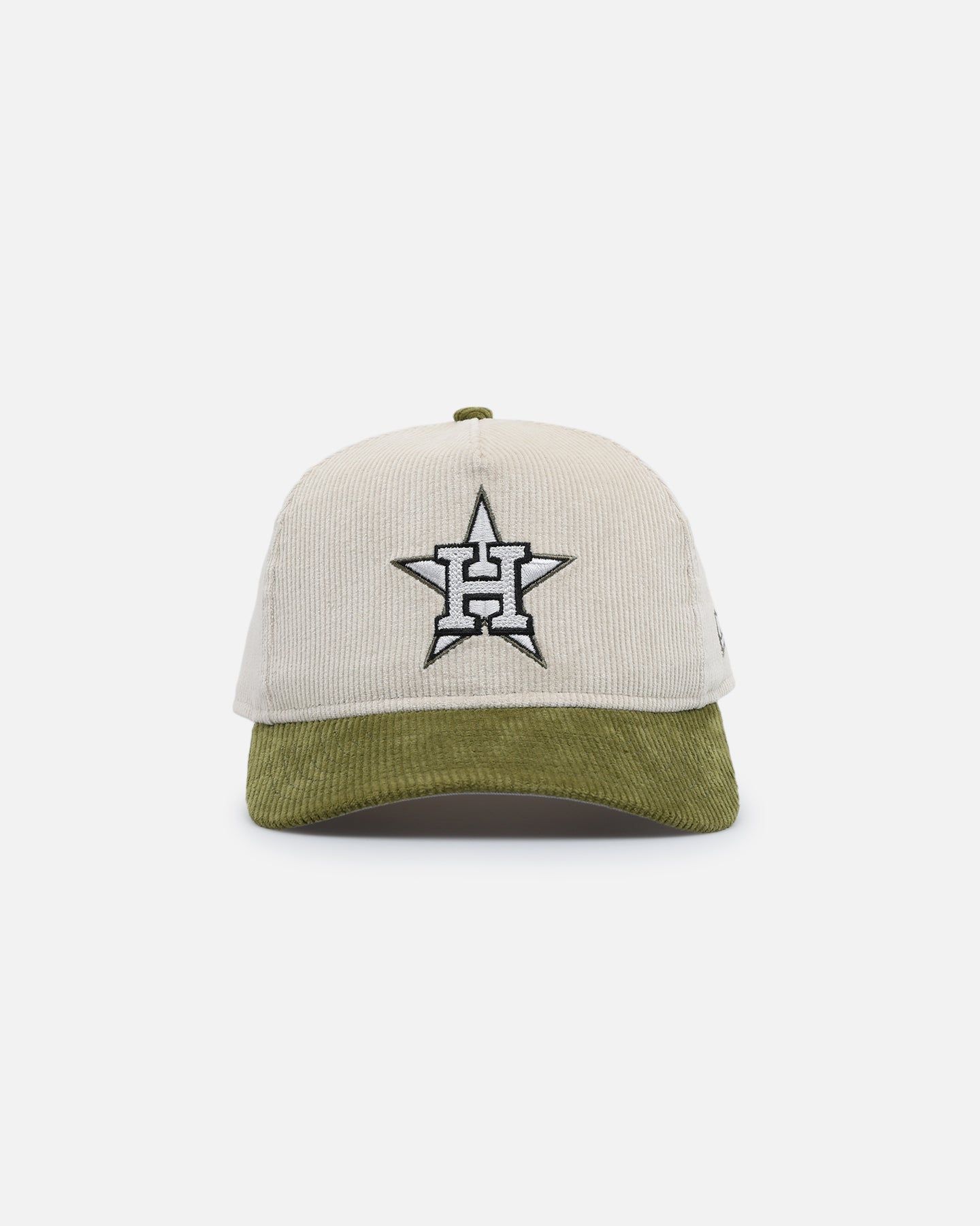 New Era Houston Astros 'Dusty Olive Corduroy' Golfer Pre-Curved Snapback Green Med sold by Culture Kings