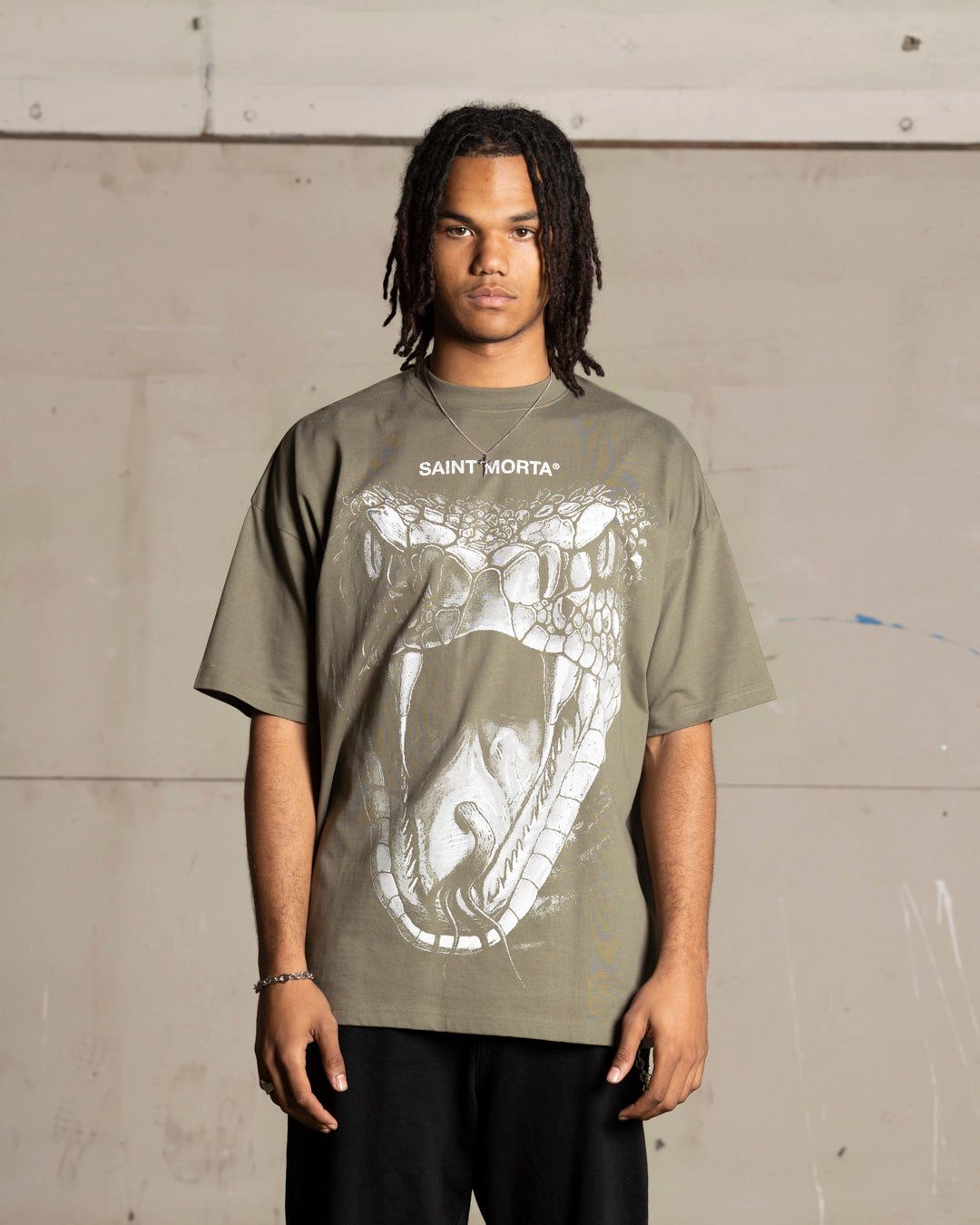 Saint Morta Snake Eyes Boxy T-Shirt Khaki Green sold by Culture Kings
