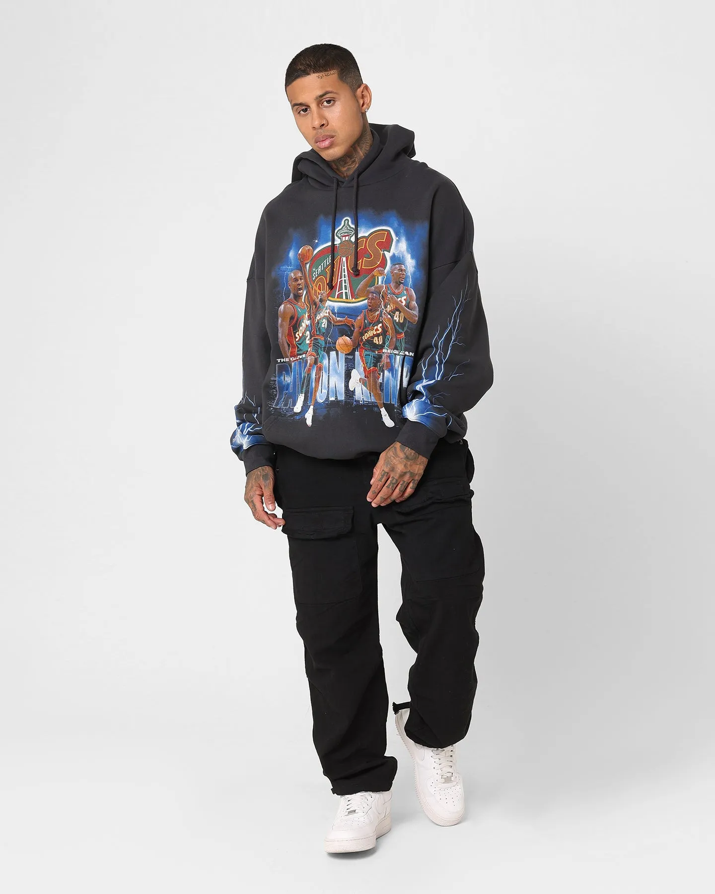 Mitchell & Ness Seattle Supersonics Gary Payton and Shawn Kemp Strike Hoodie Faded Black sold by Culture Kings product image thumbnail 2