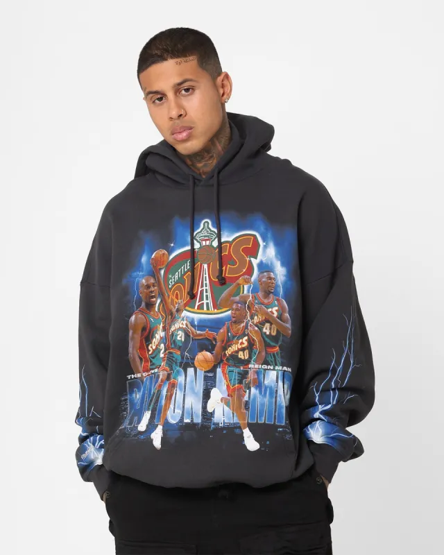 Mitchell & Ness Seattle Supersonics Gary Payton and Shawn Kemp Strike Hoodie Faded Black sold by Culture Kings