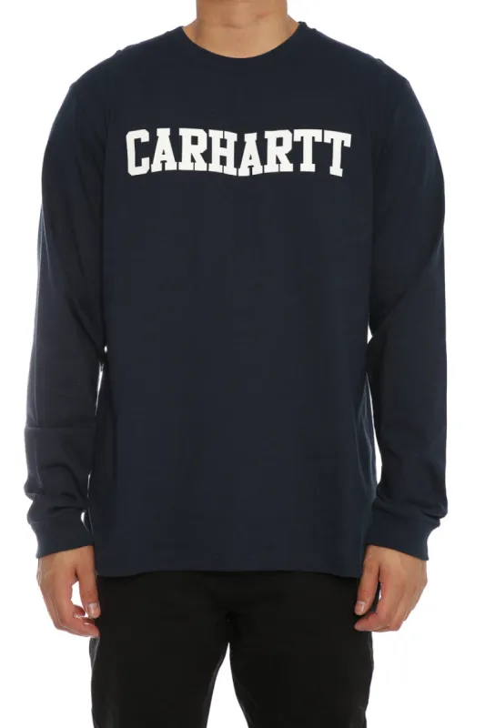Carhartt College Front Long Sleeve Tee Navy/White sold by Culture Kings