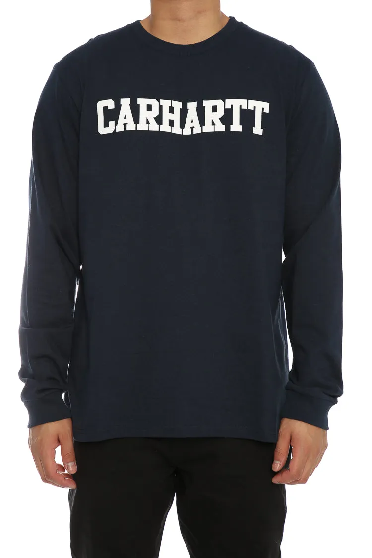 Carhartt College Front Long Sleeve Tee Navy/White sold by Culture Kings
