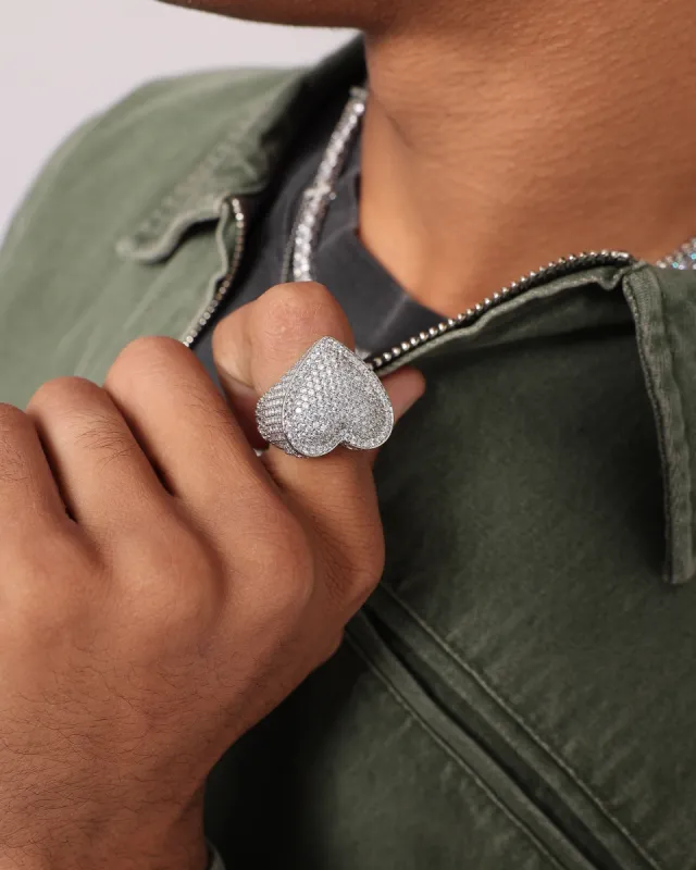 NXS Iced Heart Ring Iced White Gold sold by Culture Kings