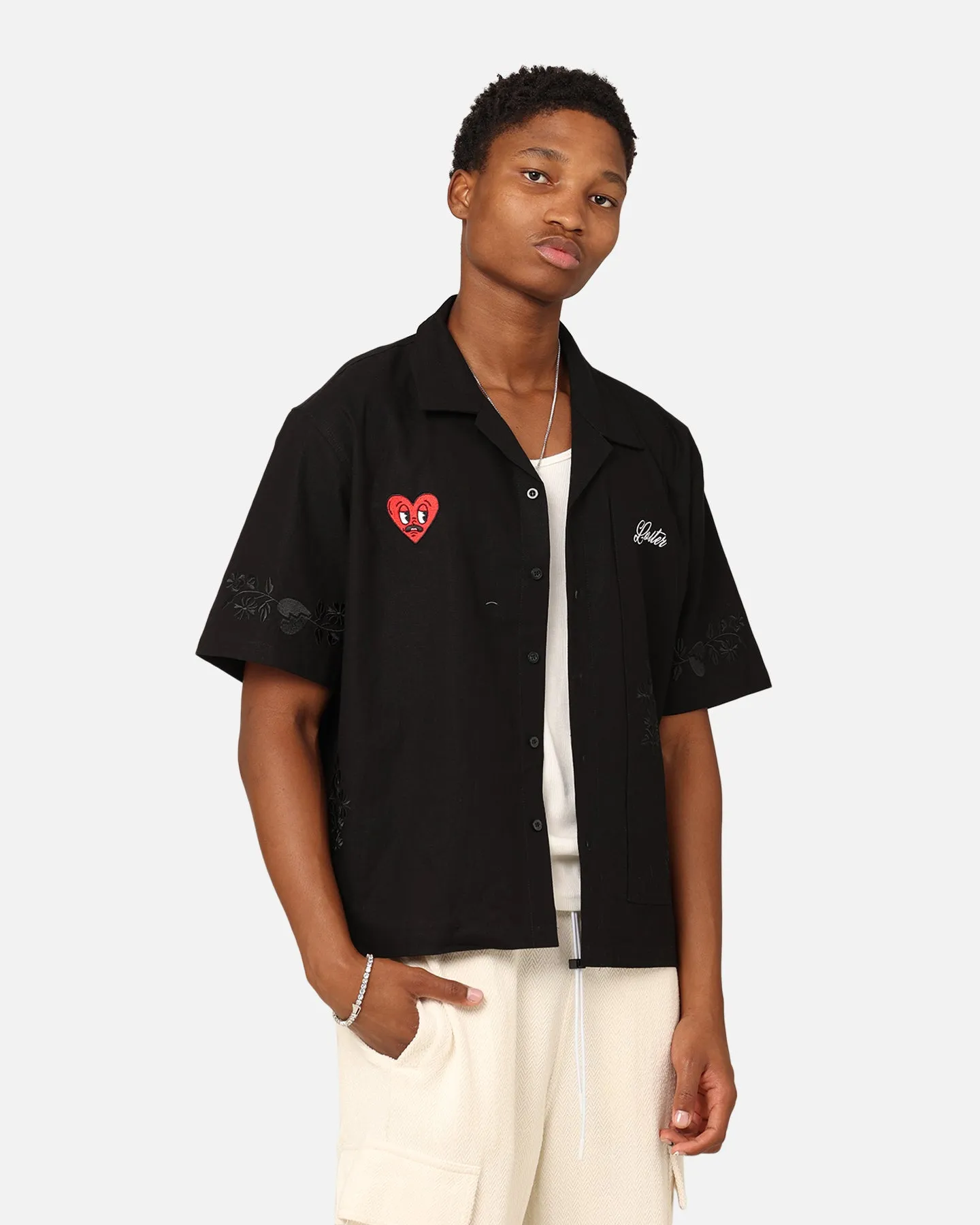 Loiter Oasis Embroidered Button Up Shirt Black sold by Culture Kings