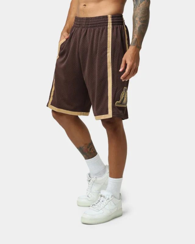 Mitchell & Ness Los Angeles Lakers Lux Brown Swingman Shorts Baroque Brown sold by Culture Kings