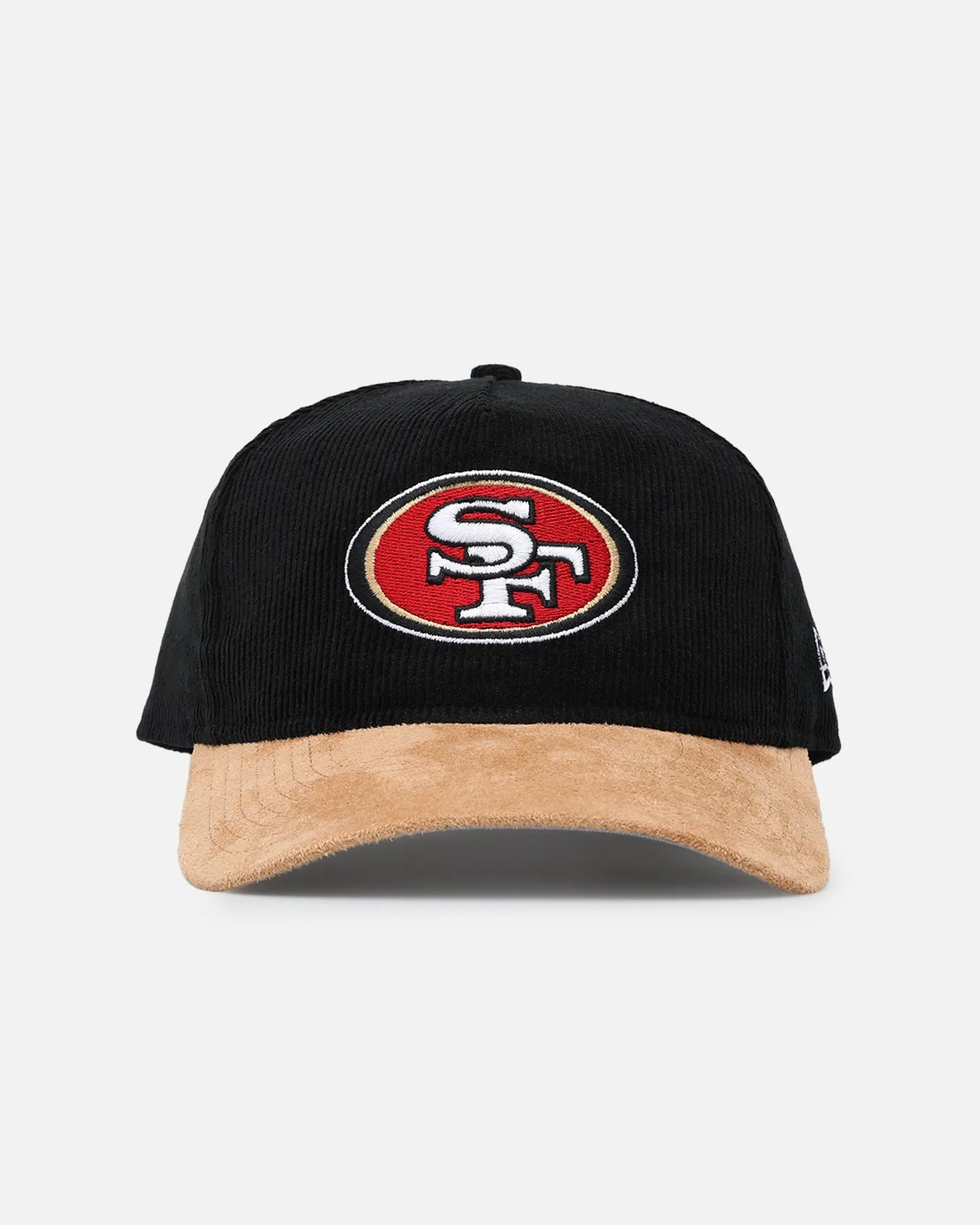 New Era San Francisco 49ers 'Corduroy Suede' Pre-Curved Golfer Snapback Washed Black sold by Culture Kings
