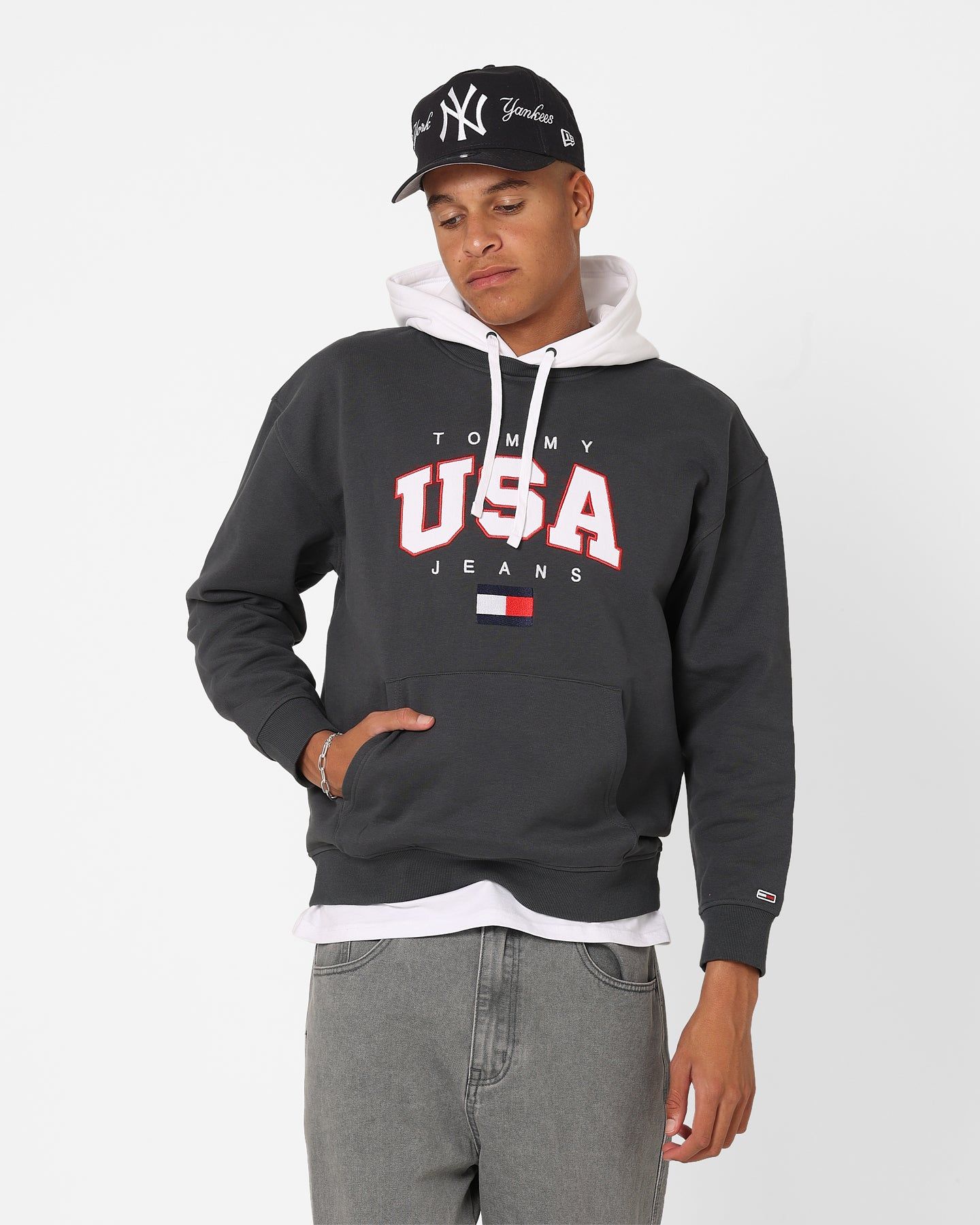 Tommy Jeans Relaxed Modern Sport USA Hoodie New Charcoal sold by Culture Kings