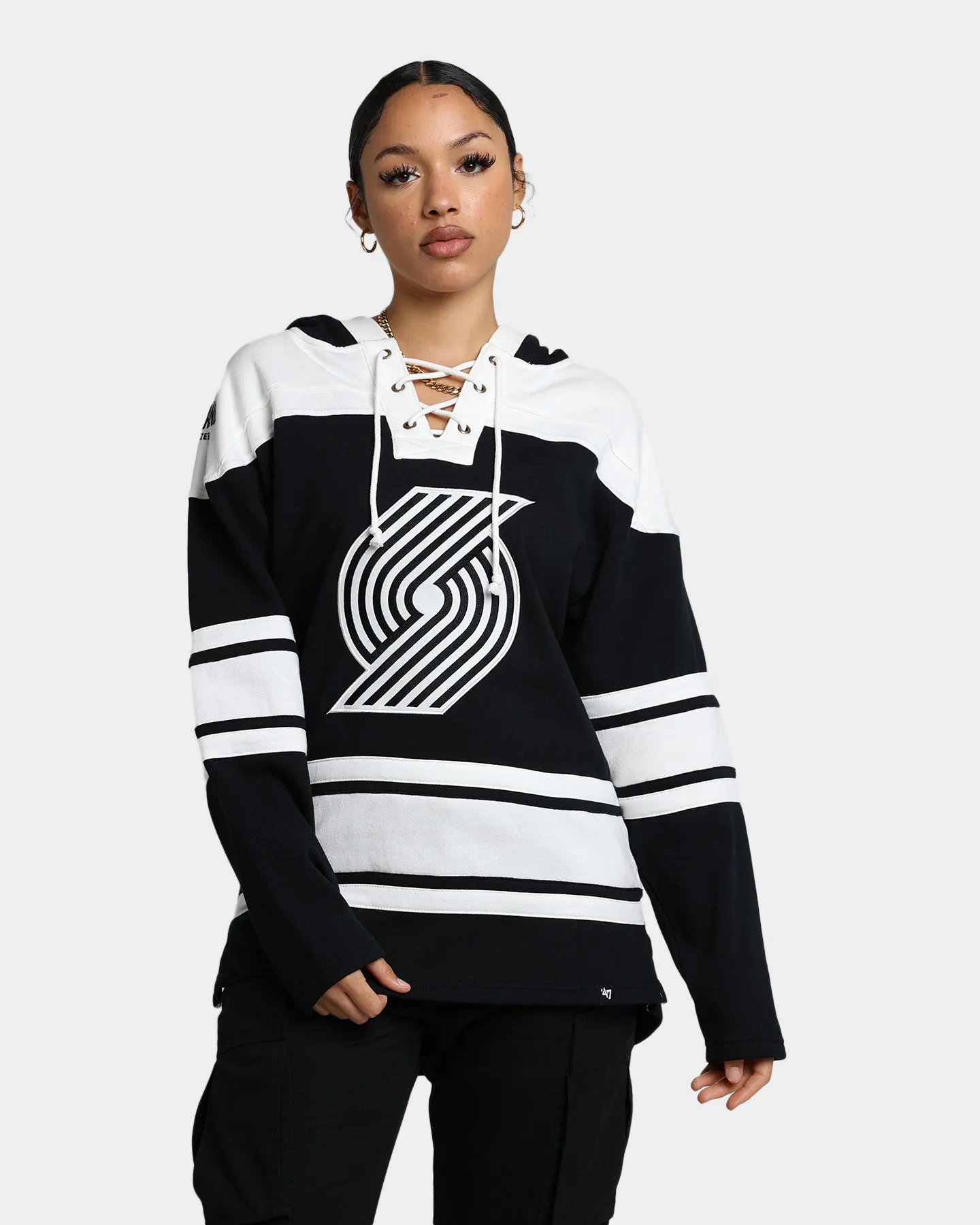 47 Brand Portland Trail Blazers Superior Lacer Hoodie Jet Black sold by Culture Kings
