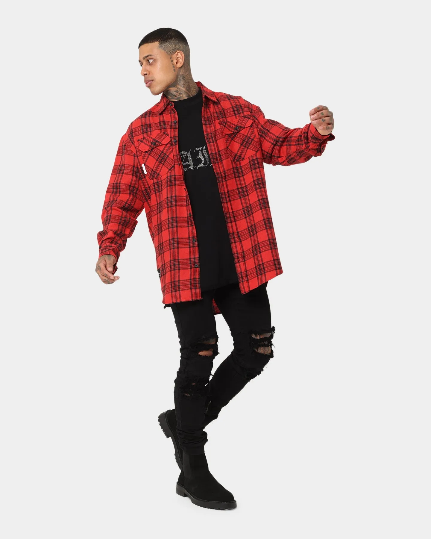 Saint Morta Flow Long Sleeve Flannel Shirt Red/Black sold by Culture Kings product image thumbnail 2