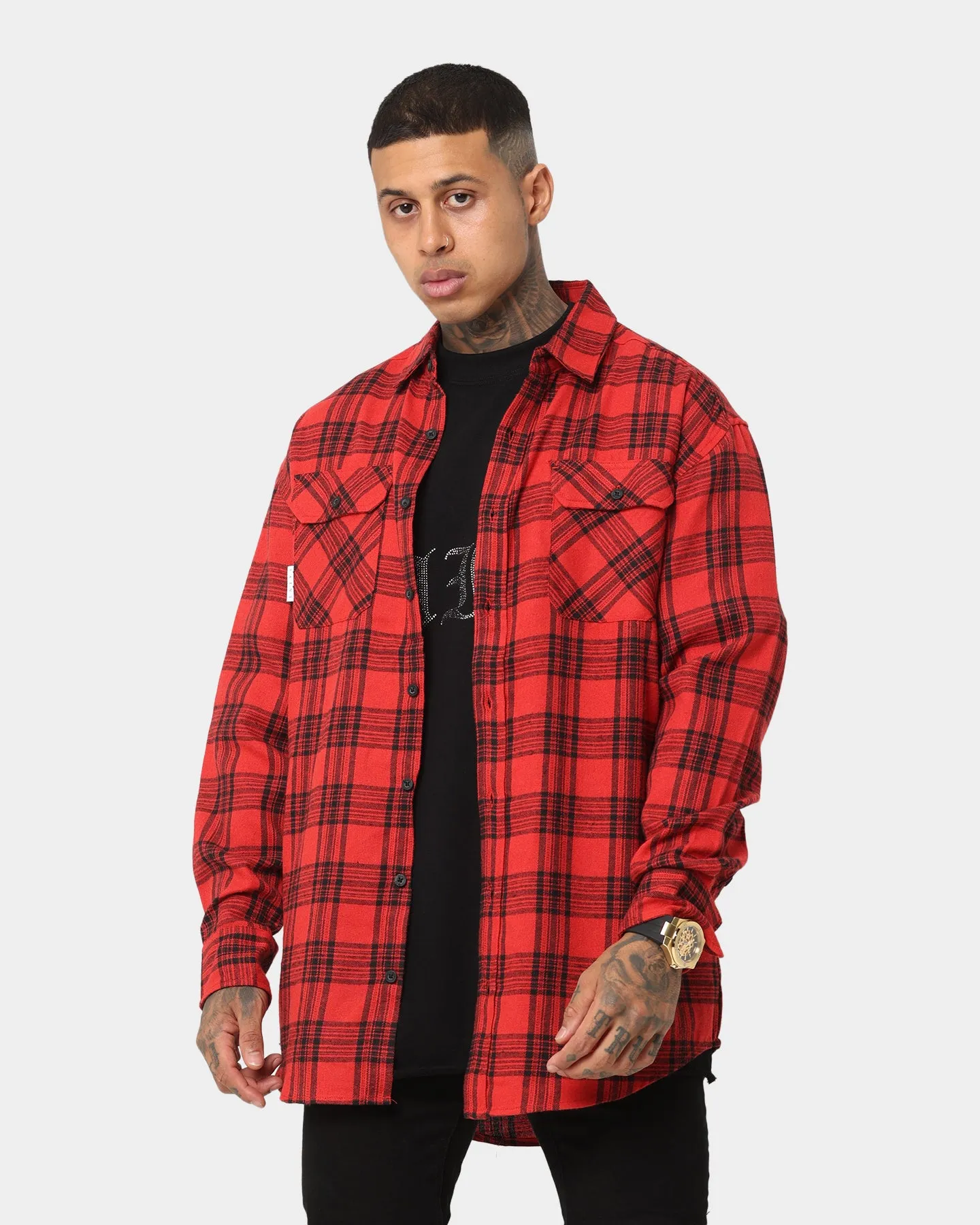 Saint Morta Flow Long Sleeve Flannel Shirt Red/Black sold by Culture Kings